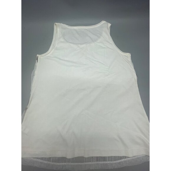 by chico's sleeveless shirt white sequin sheer layered cotton blend size 0 READ - Picture 2 of 7